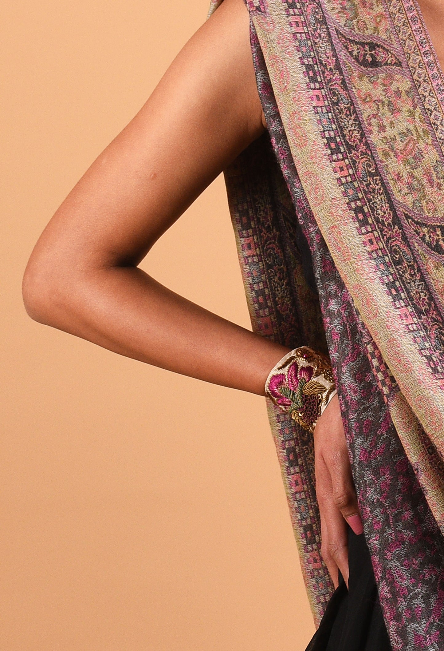 Your Highness bracelet on model’s wrist showcasing intricate Indian craftsmanship