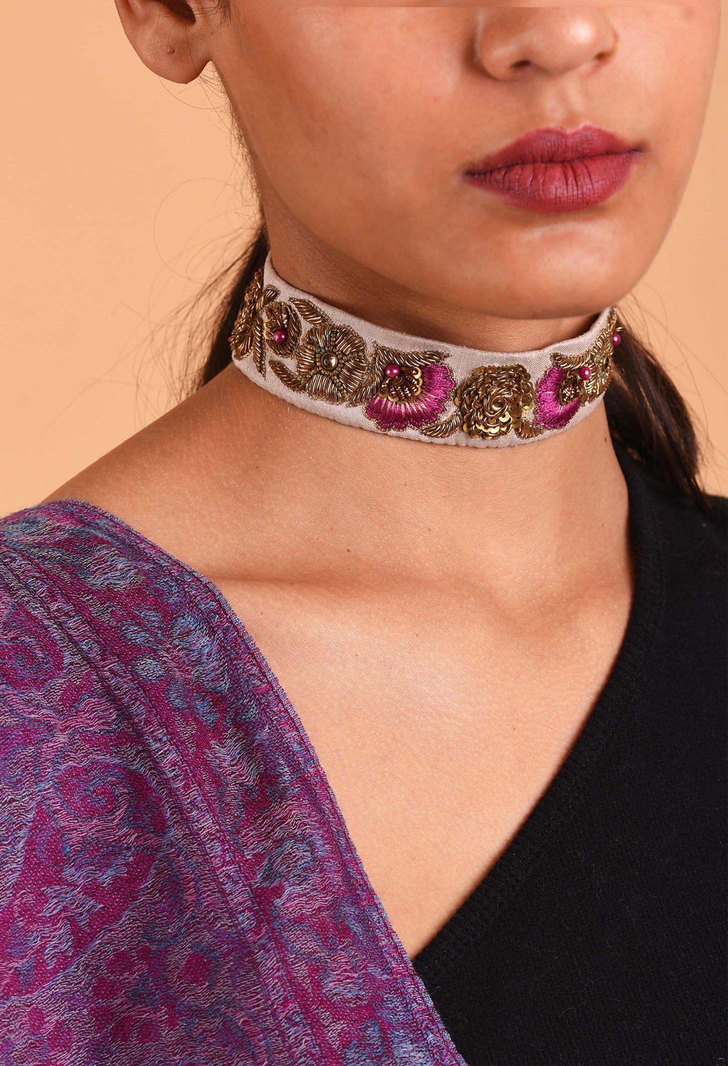 Model wearing the Your Highness choker from Freeque's Fine Jewellery Collection