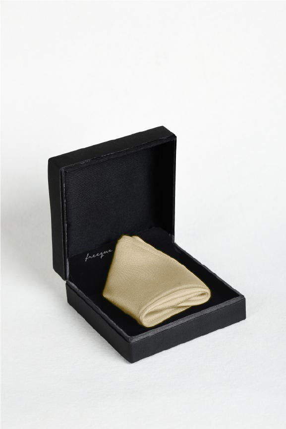 Solid buttercream scented satin silk pocket square in gift box