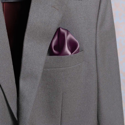Solid mauve scented pocket square in suit pocket - luxury accessory by Freeque