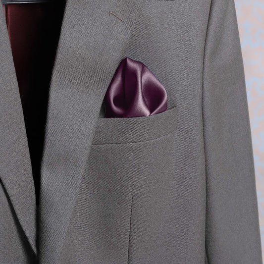 Solid mauve scented pocket square in suit pocket - luxury accessory by Freeque