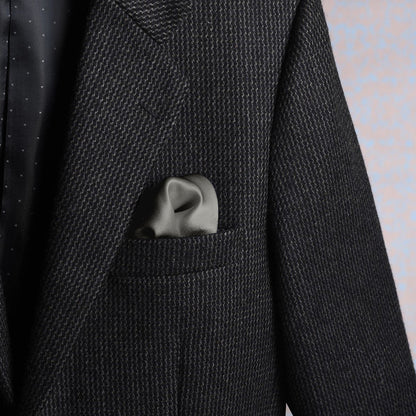 Solid stone-colored scented satin silk pocket square styled in a suit pocket - refined elegance by Freeque