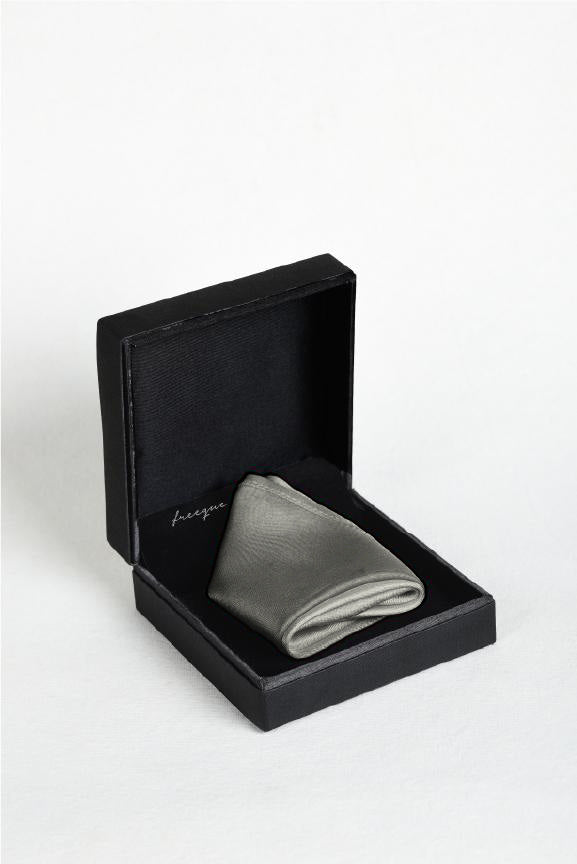 Solid stone-colored scented satin silk pocket square in gift box - luxury accessory by Freeque