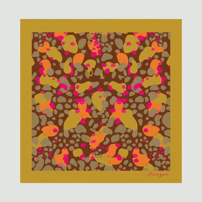 Close-up of Bubblegum scarf design in pink and orange hues
