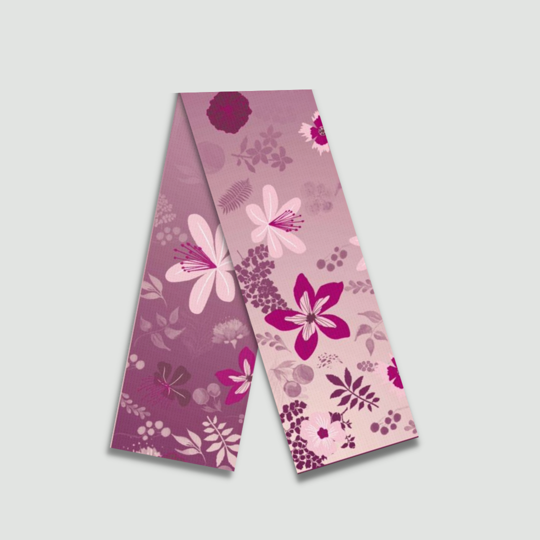 Di-wine Florist scarf with floral pattern in lavender and pink, luxury scented scarf mockup