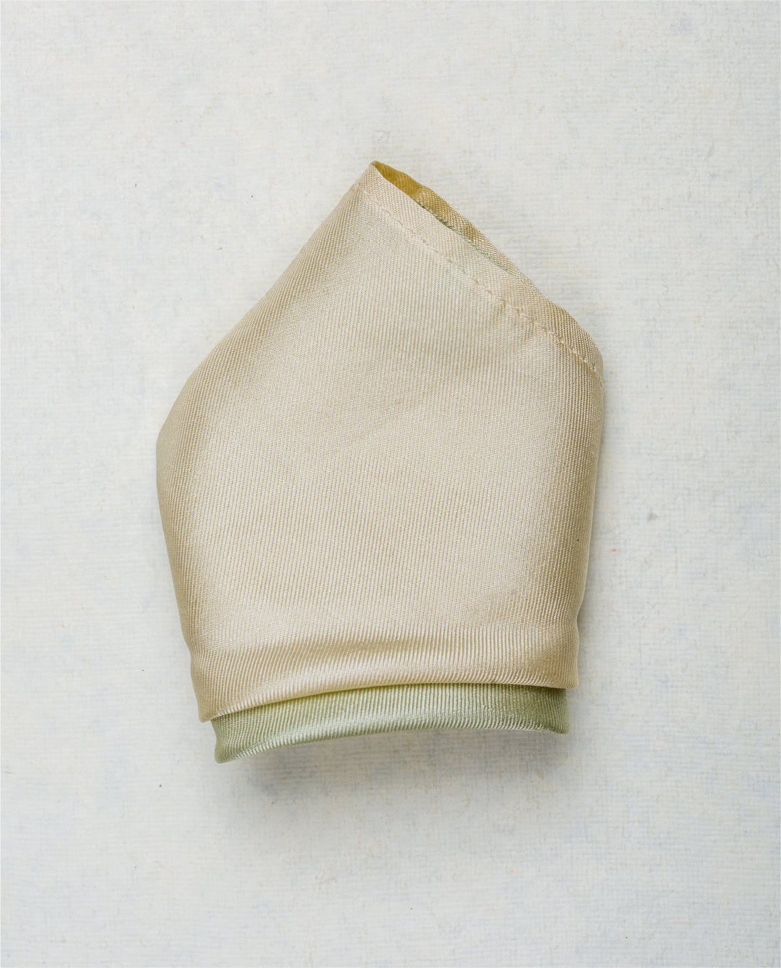 Close-up of Ombre Mint Green scented silk pocket square showing luxury fabric texture