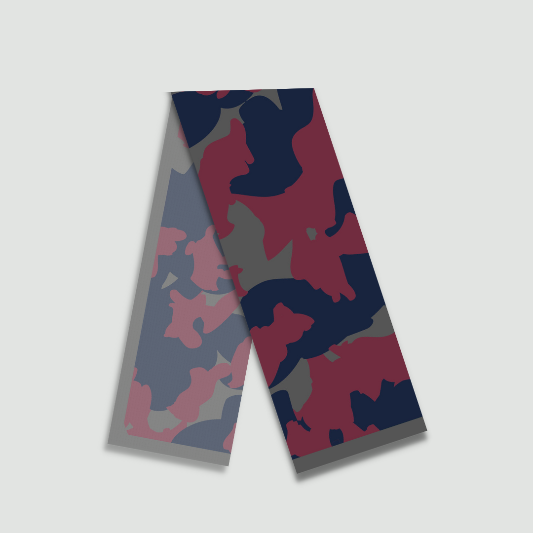 Flat lay of Raspberry Veil scented stole with abstract print