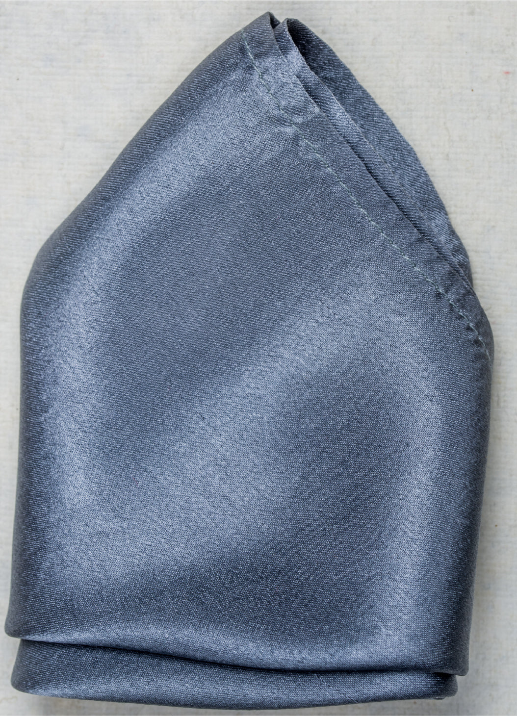 Close-up of Solid Grey Scented Pocket Square - Glossy Satin Silk