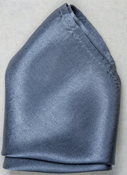 Close-up of Solid Grey Scented Pocket Square - Glossy Satin Silk