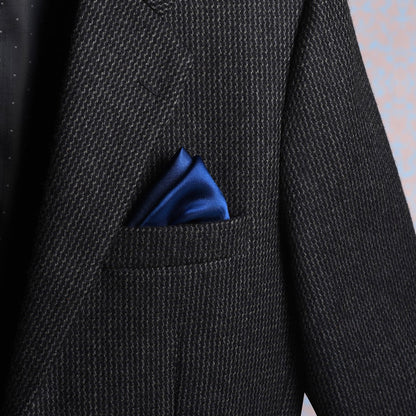 Solid indigo scented pocket square in suit pocket - luxury accessory by Freeque