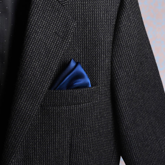 Solid indigo scented pocket square in suit pocket - luxury accessory by Freeque